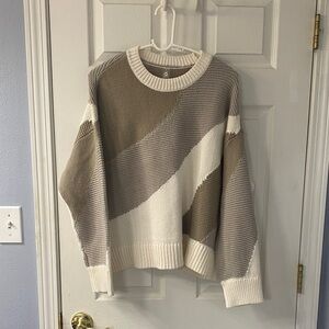 Lou & Grey Knit Sweater in Cream and Tan